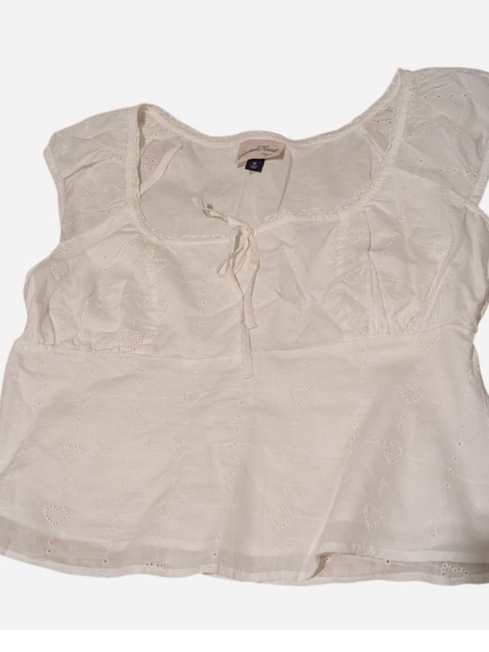Universal Thread Cream Eyelet Peasant Top - Picture 8 of 10
